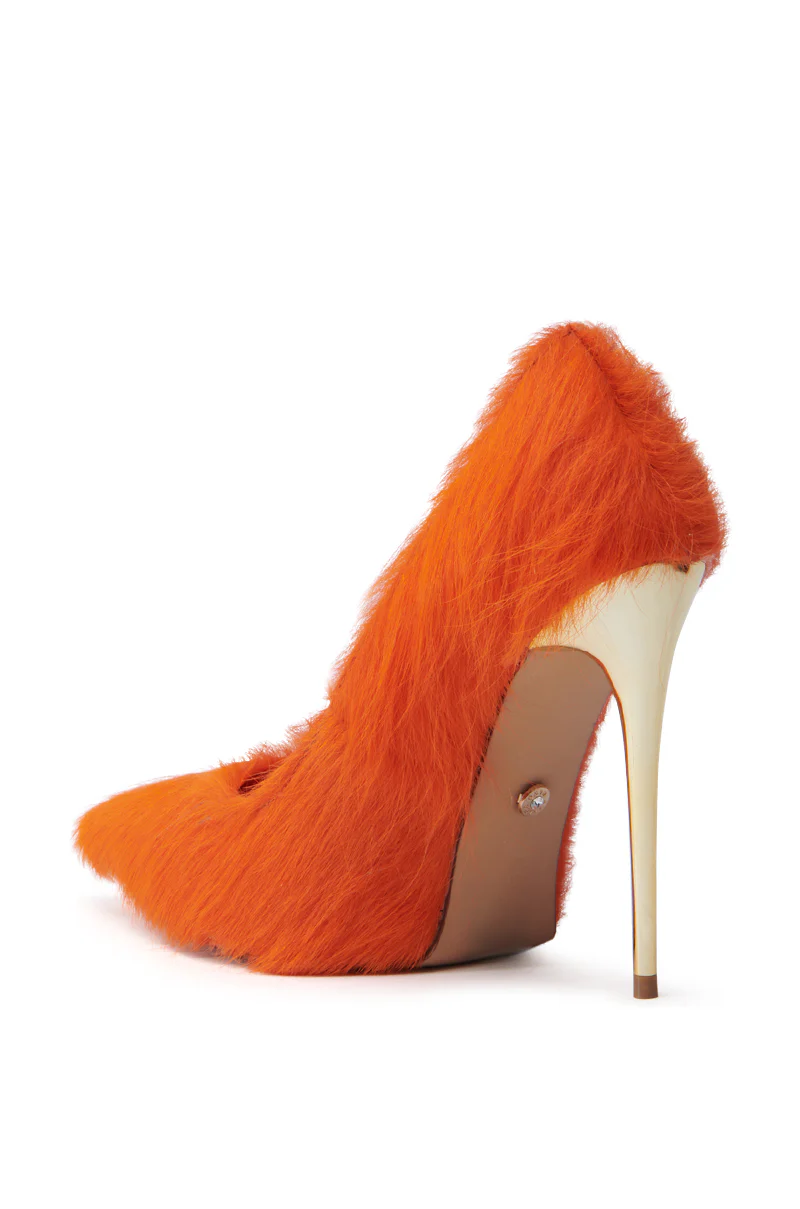 AZALEA WANG ROMEE ORANGE PONY HAIR PUMP - Image 7
