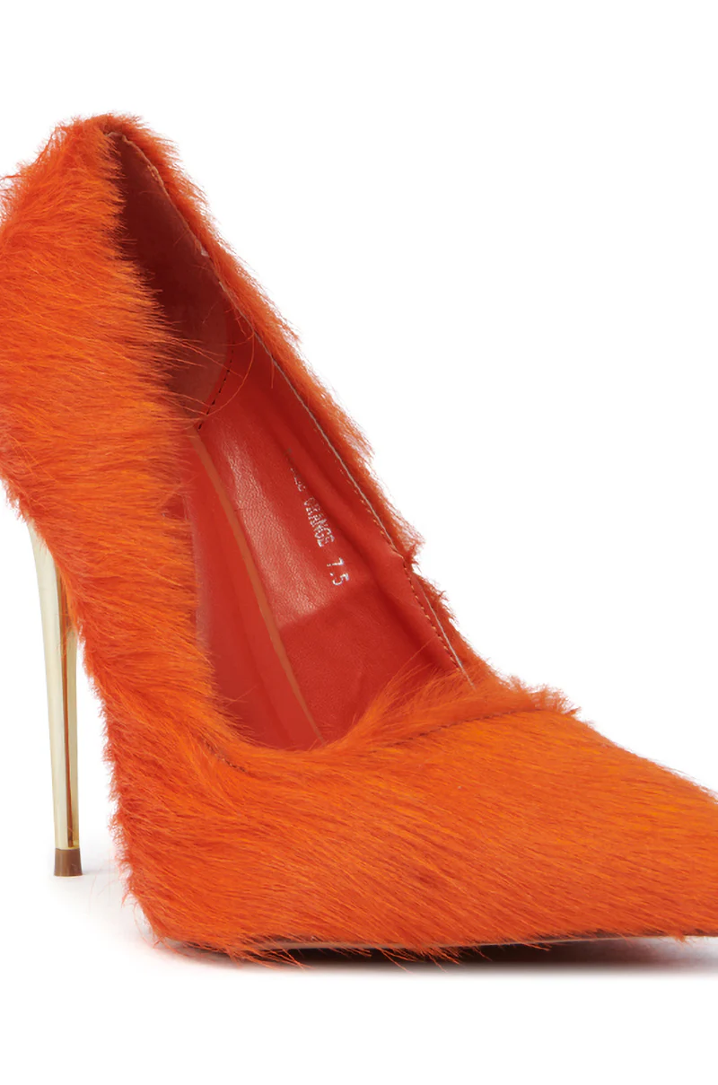 AZALEA WANG ROMEE ORANGE PONY HAIR PUMP - Image 8