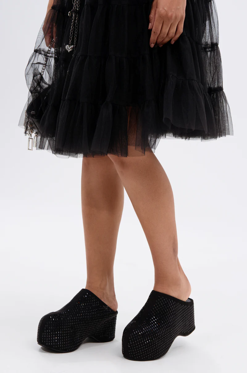 AZALEA WANG ROMESCO BLING FLATFORM CLOG IN BLACK - Image 2