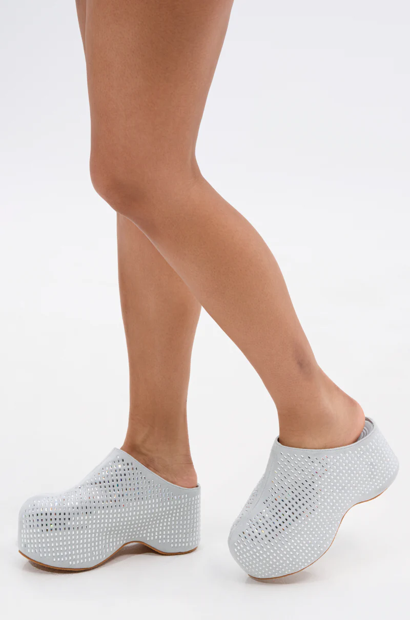 AZALEA WANG ROMESCO BLING FLATFORM CLOG IN GREY - Image 3