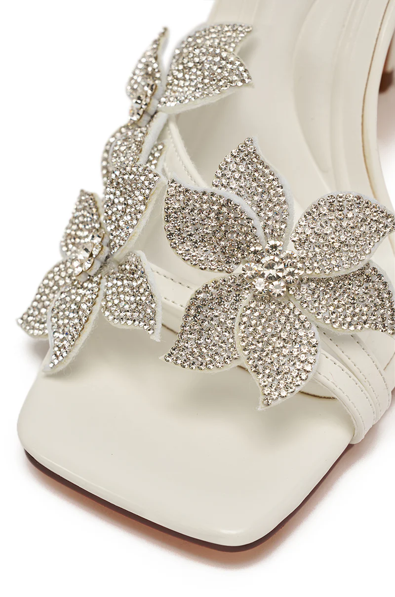 AZALEA WANG ROMI WHITE FLORAL WITH RHINESTONES STILETTO SANDAL - Image 8