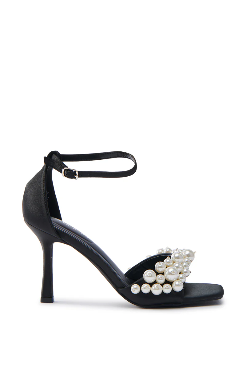 AZALEA WANG ROMILY BLACK WHITE PEARL SANDAL STILETTO - Image 3