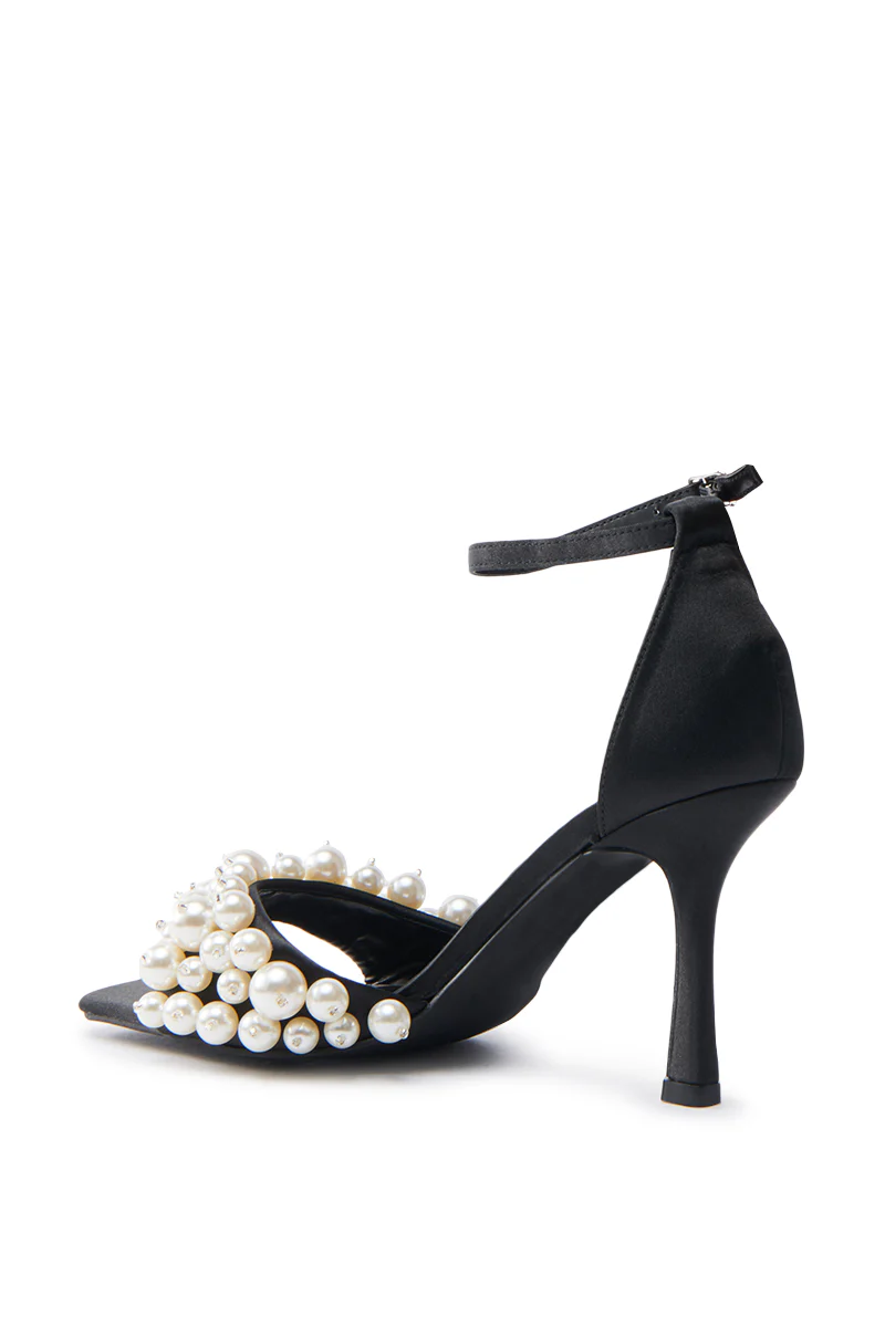AZALEA WANG ROMILY BLACK WHITE PEARL SANDAL STILETTO - Image 5