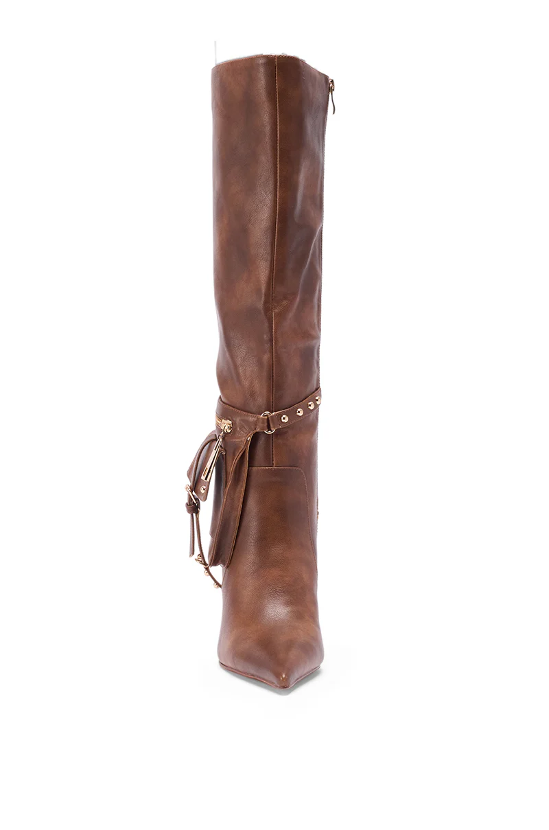 AZALEA WANG RONDEL BROWN DISTRESSED STILETTO BOOT - Image 6