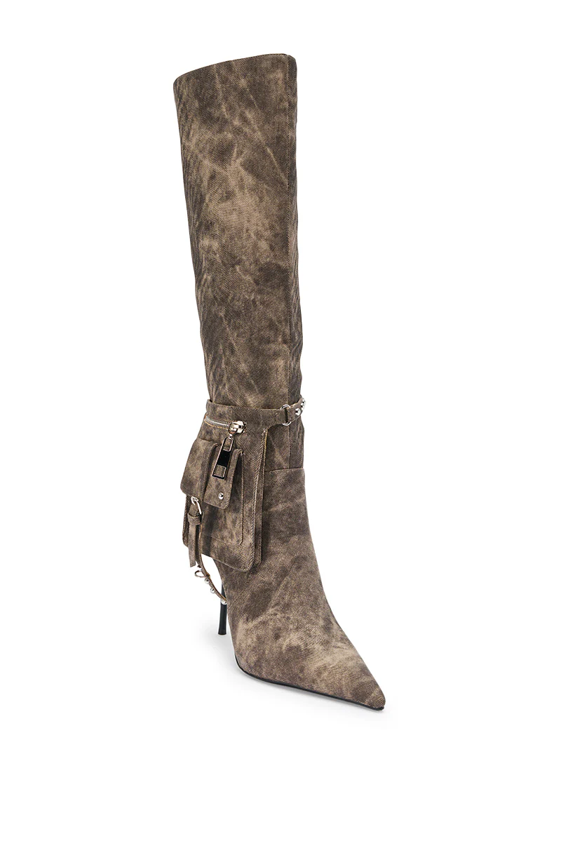 AZALEA WANG RONDEL BROWN MULTI DISTRESSED STILETTO BOOT - Image 5