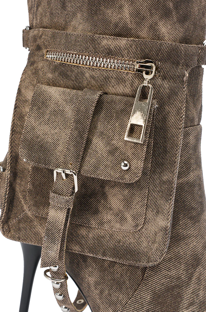 AZALEA WANG RONDEL BROWN MULTI DISTRESSED STILETTO BOOT - Image 7