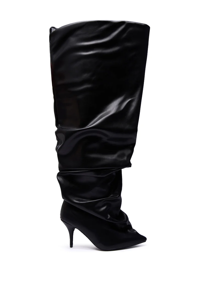 AZALEA WANG RUBIUS BLACK EXTREME RUCHED BOOT - Image 3