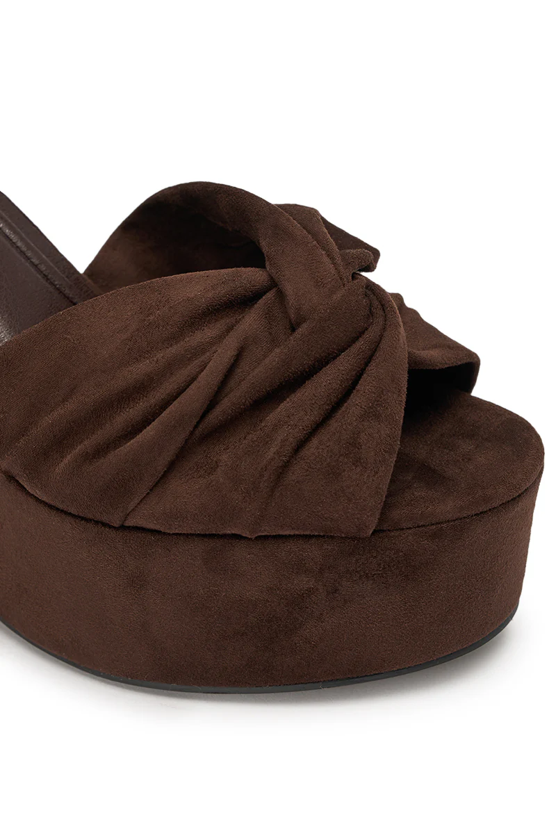AZALEA WANG SAKI CHOCOLATE CHUNKY WRAP UP SANDAL - Image 6