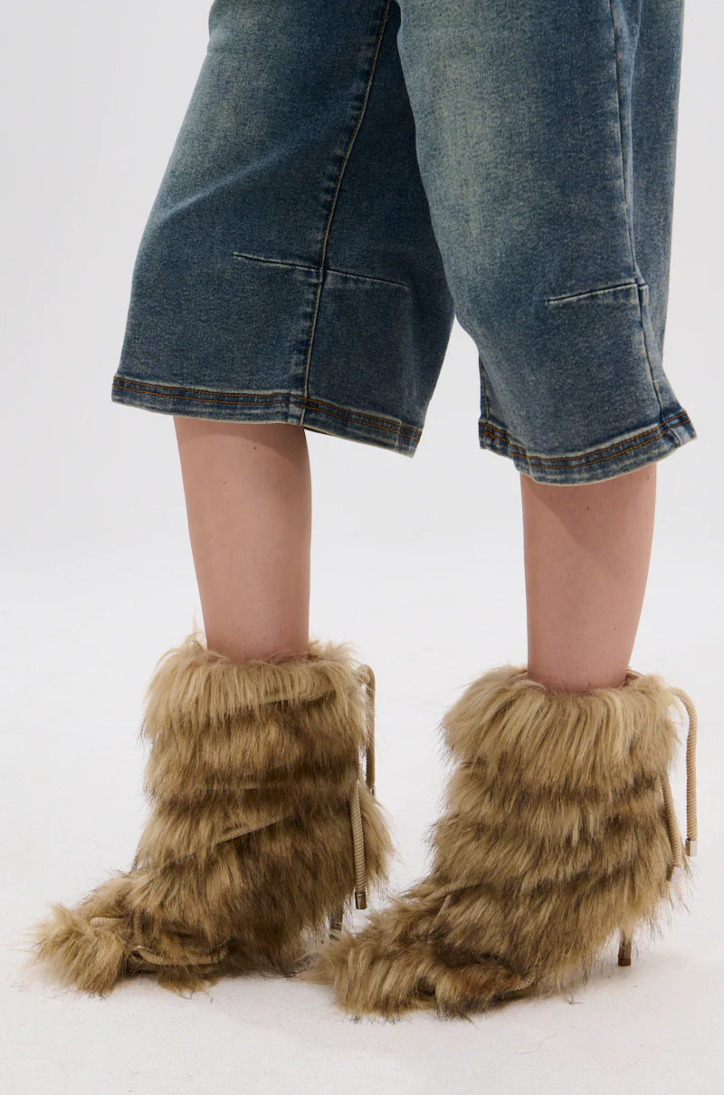AZALEA WANG SALERE BROWN ROPE DETAIL STILETTO BOOTIE - Image 3