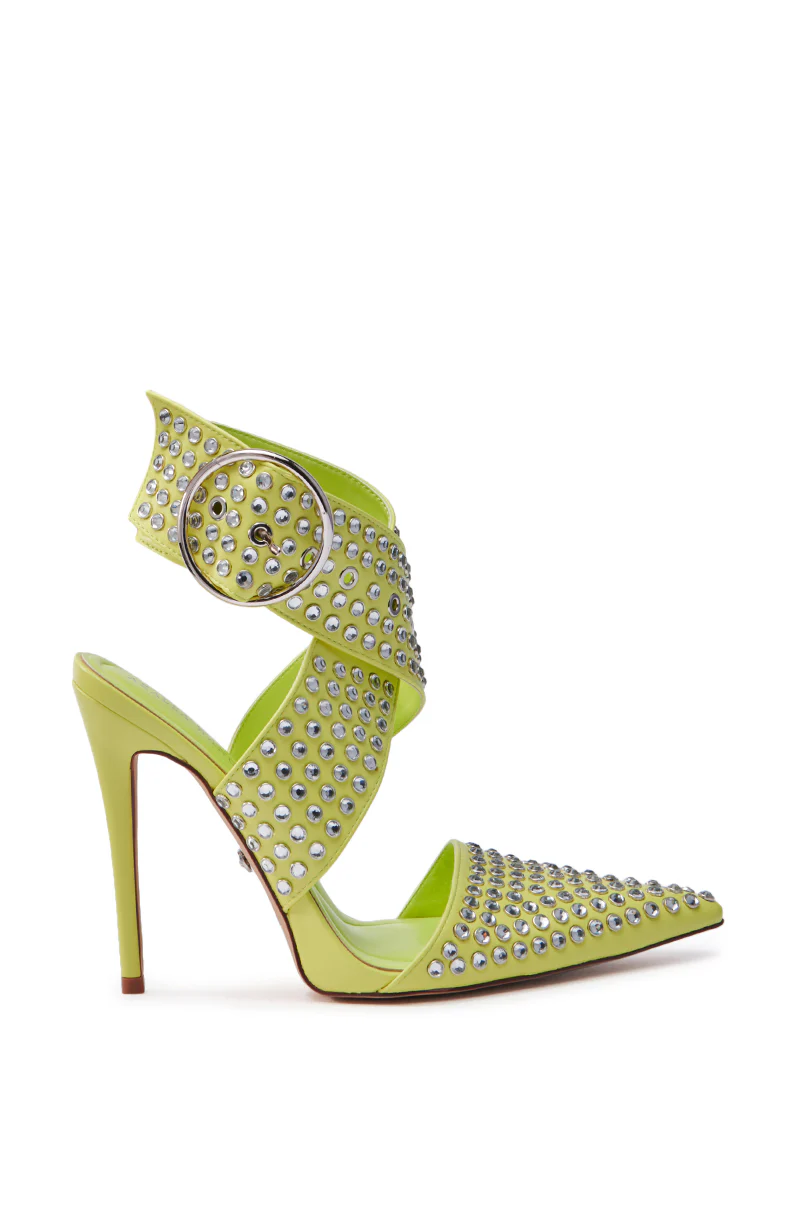 AZALEA WANG SALVIA LIME STUDDED STILETTO PUMP - Image 4