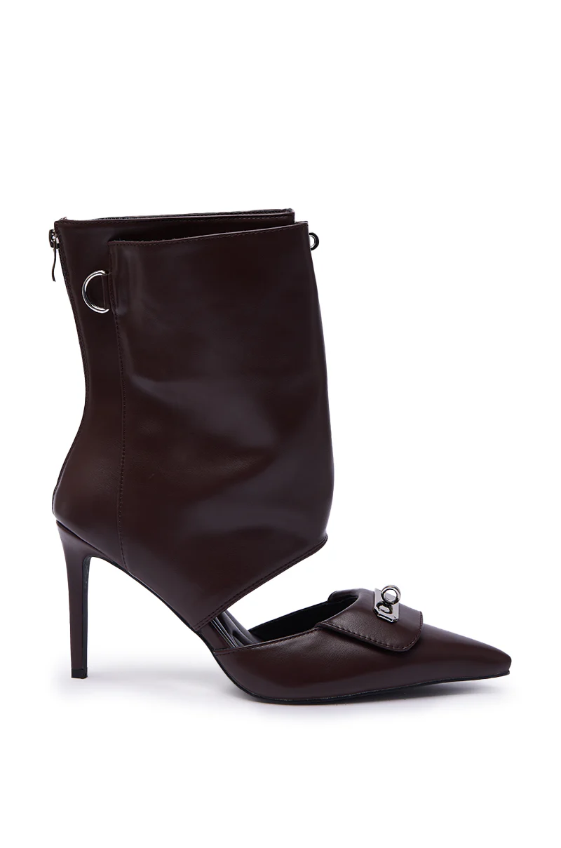 AZALEA WANG SARVESH BROWN CUTOUT STILETTO BOOTIE - Image 4