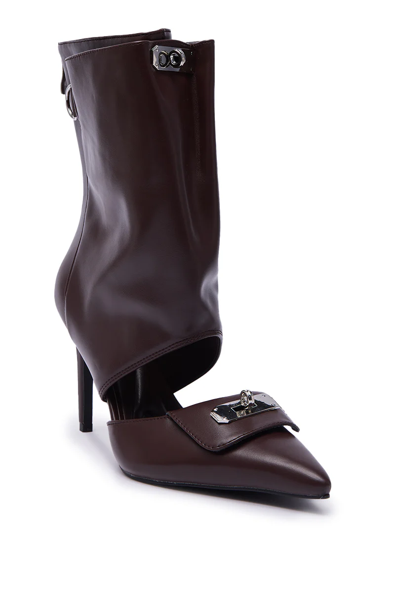 AZALEA WANG SARVESH BROWN CUTOUT STILETTO BOOTIE - Image 5