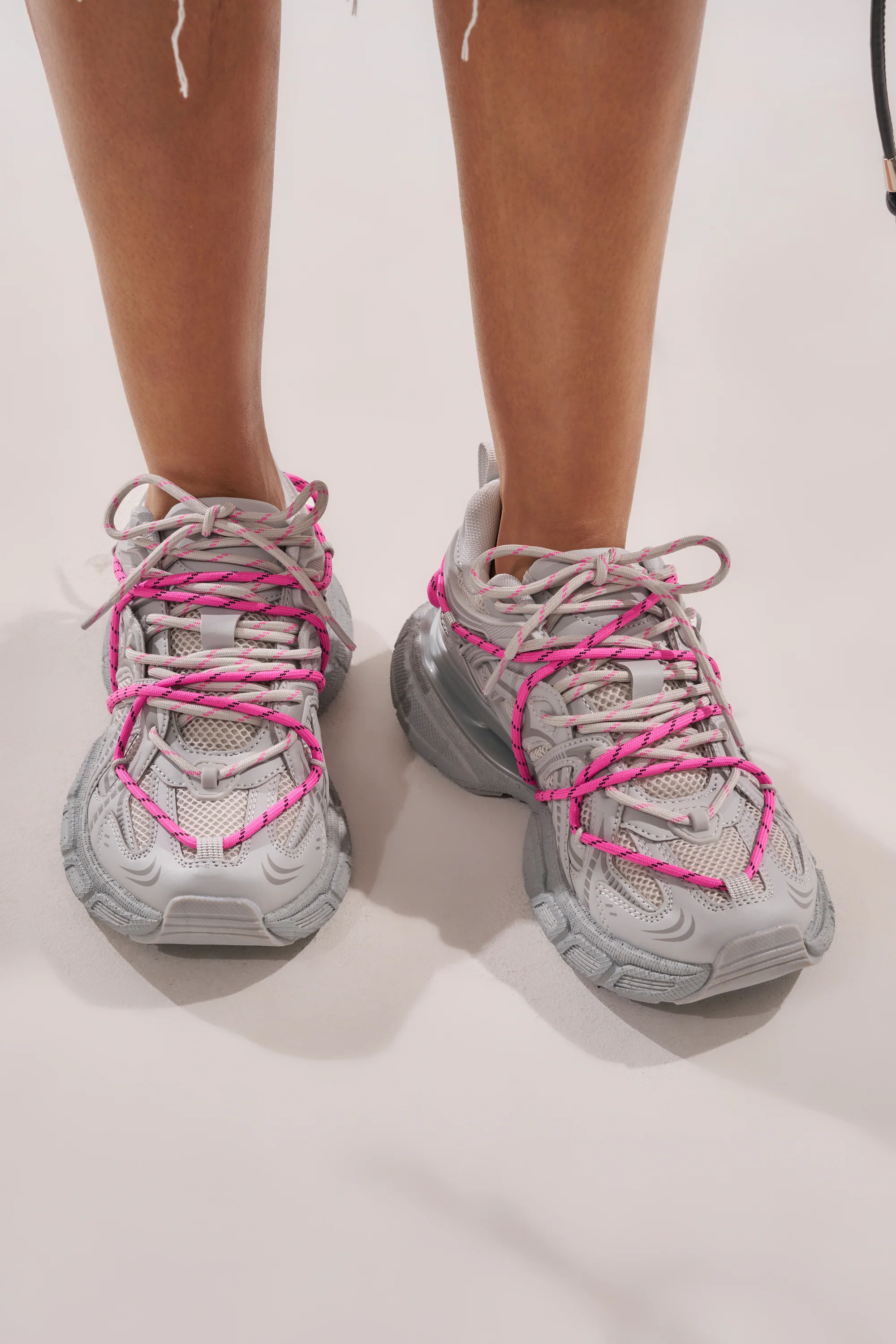 AZALEA WANG SATINE GREY LACE UP SNEAKER - Image 5