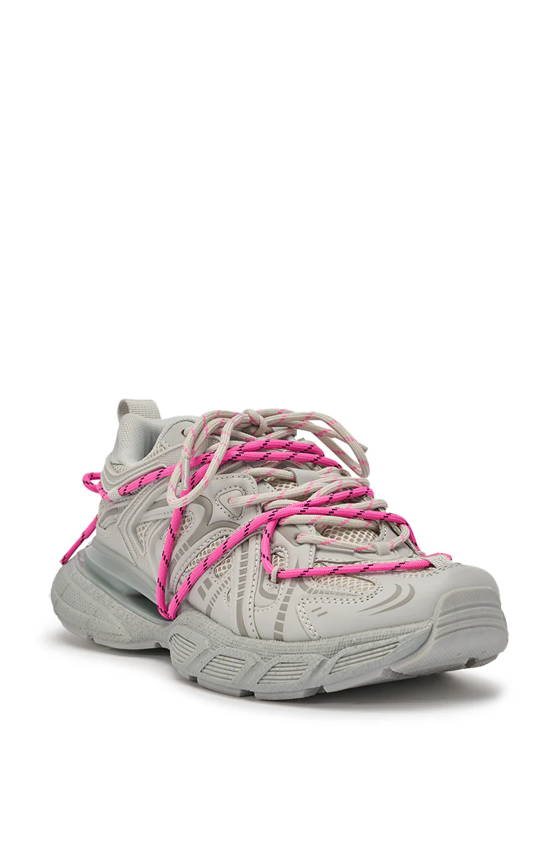 AZALEA WANG SATINE GREY LACE UP SNEAKER - Image 7
