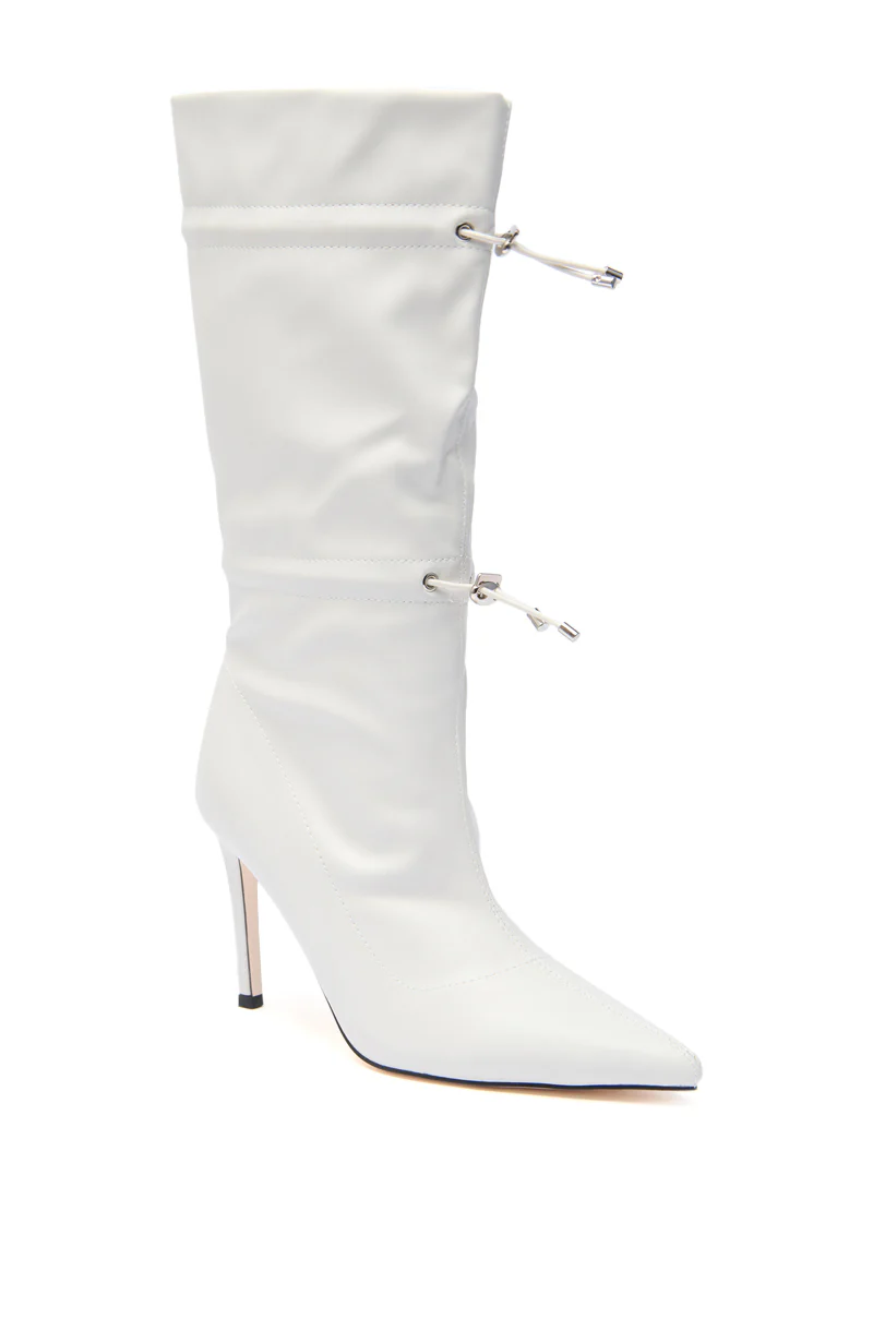 AZALEA WANG SEANNA IVORY CINCHED STILETTO BOOTIE - Image 3