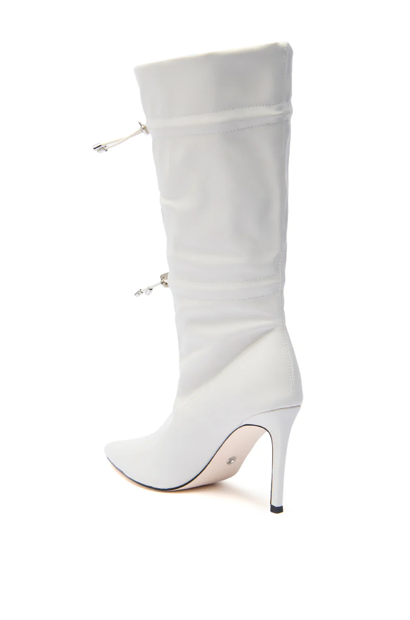 AZALEA WANG SEANNA IVORY CINCHED STILETTO BOOTIE - Image 4