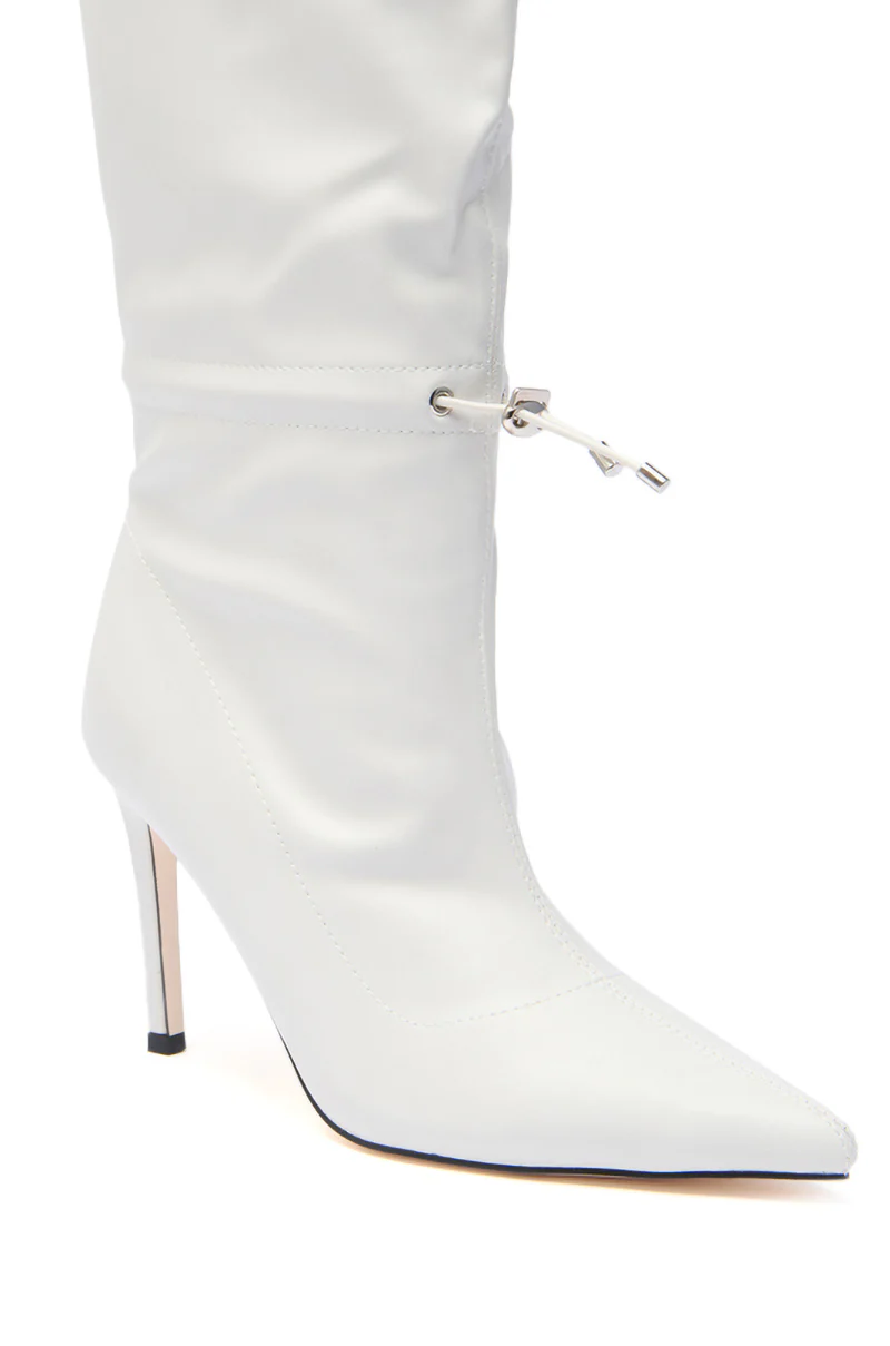AZALEA WANG SEANNA IVORY CINCHED STILETTO BOOTIE - Image 5