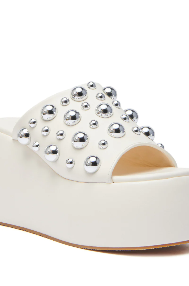 AZALEA WANG SERGO BONE EMBELLISHED CHUNKY SANDAL - Image 5