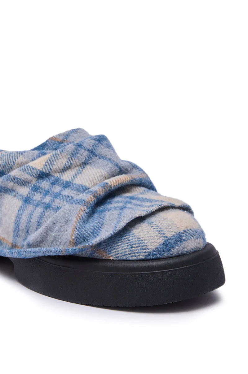 AZALEA WANG SEYMON BLUE MULTI PLAID SLIP-ON RUCHED FLAT - Image 7