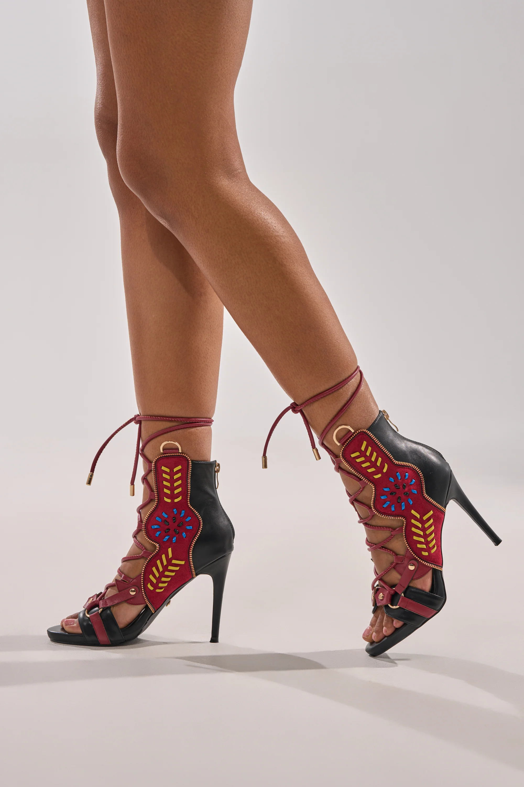 AZALEA WANG SHAINIA BLACK MULTI SUEDE STILETTO SANDAL - Image 2
