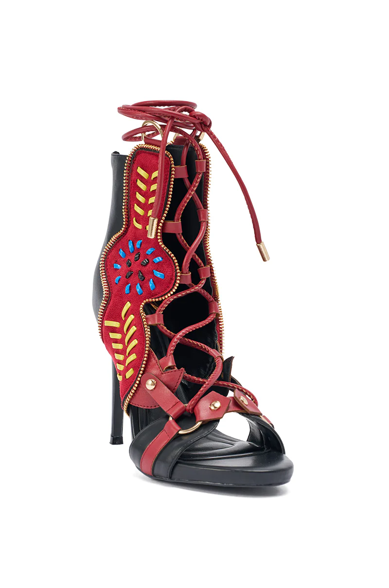 AZALEA WANG SHAINIA BLACK MULTI SUEDE STILETTO SANDAL - Image 4