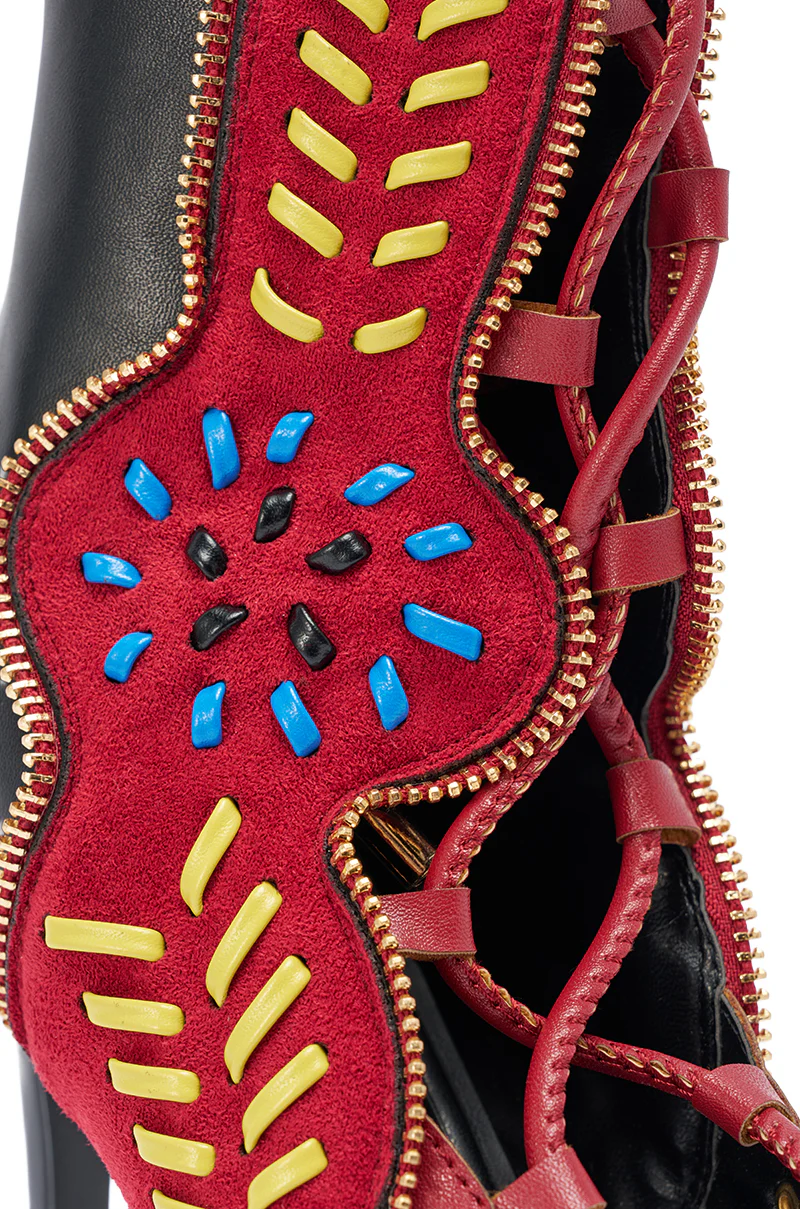 AZALEA WANG SHAINIA BLACK MULTI SUEDE STILETTO SANDAL - Image 6