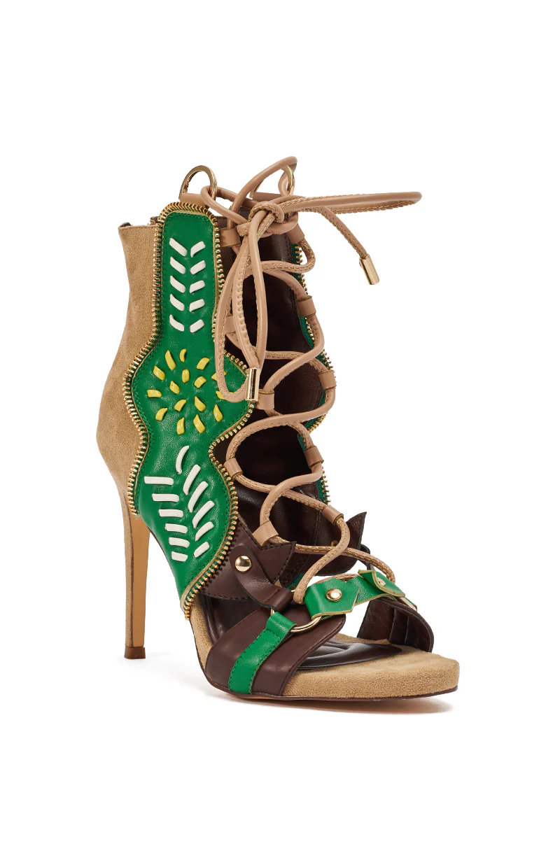 AZALEA WANG SHAINIA GREEN MULTI STILETTO SANDAL - Image 7