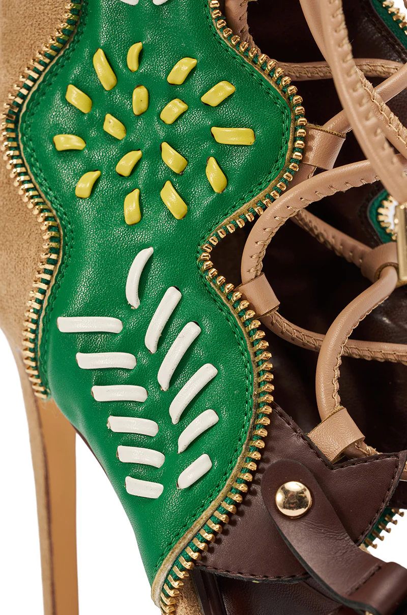 AZALEA WANG SHAINIA GREEN MULTI STILETTO SANDAL - Image 9