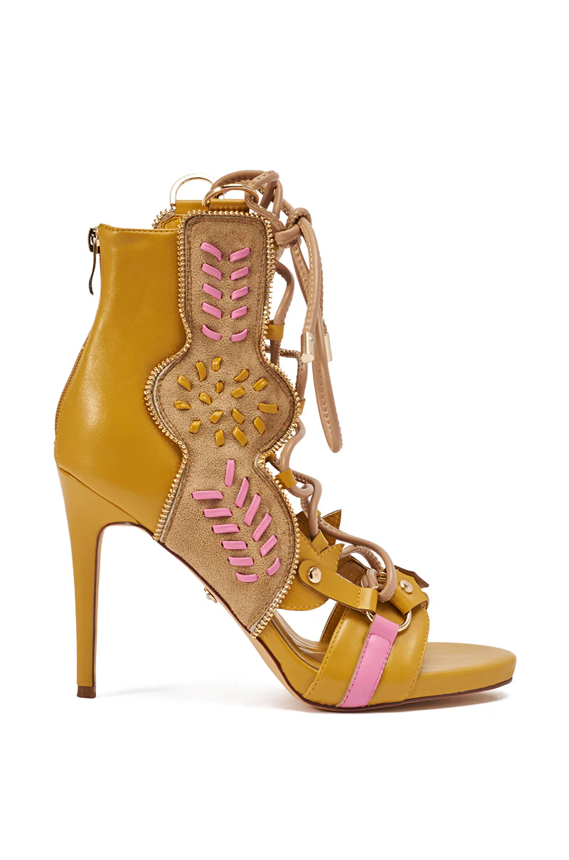 AZALEA WANG SHAINIA MUSTARD MULTI STILETTO SANDAL - Image 9