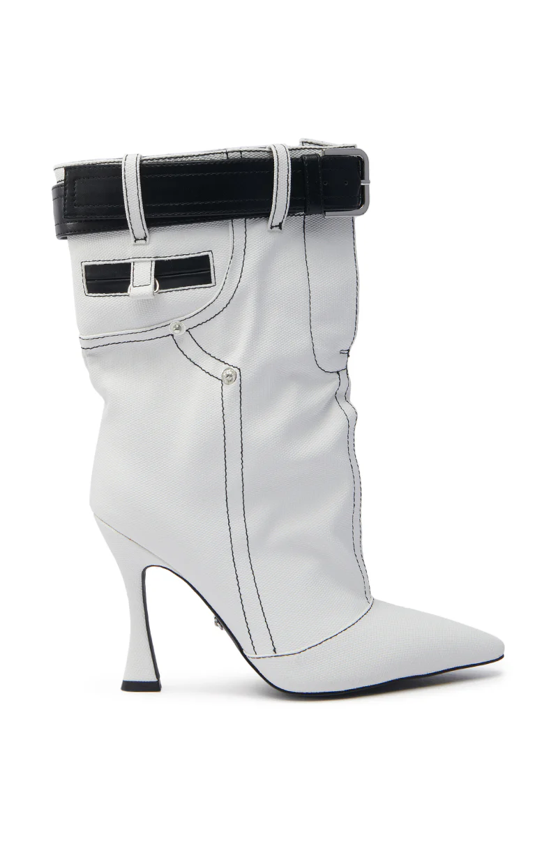 AZALEA WANG SHANELLA WHITE DENIM BOOTIE - Image 5