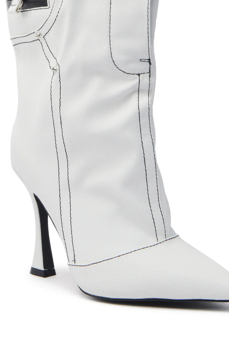 AZALEA WANG SHANELLA WHITE DENIM BOOTIE - Image 8