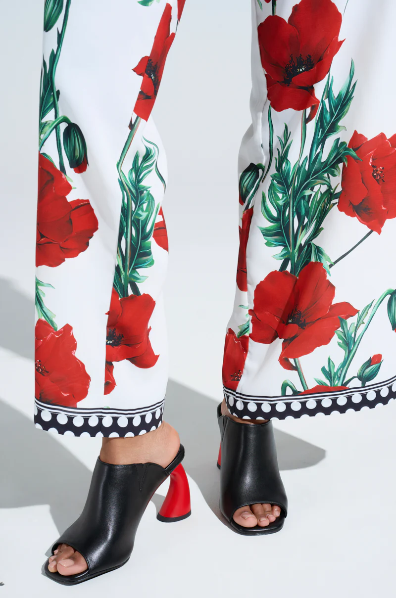 AZALEA WANG SIDLE BLACK SLIP ON MULE SANDAL WITH RED HEEL - Image 2