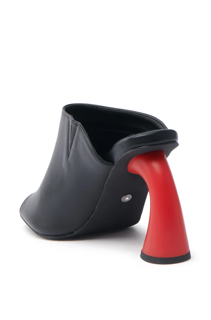 AZALEA WANG SIDLE BLACK SLIP ON MULE SANDAL WITH RED HEEL - Image 5
