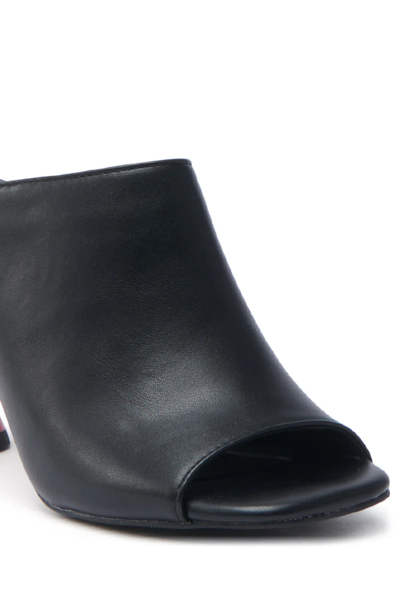 AZALEA WANG SIDLE BLACK SLIP ON MULE SANDAL WITH RED HEEL - Image 6
