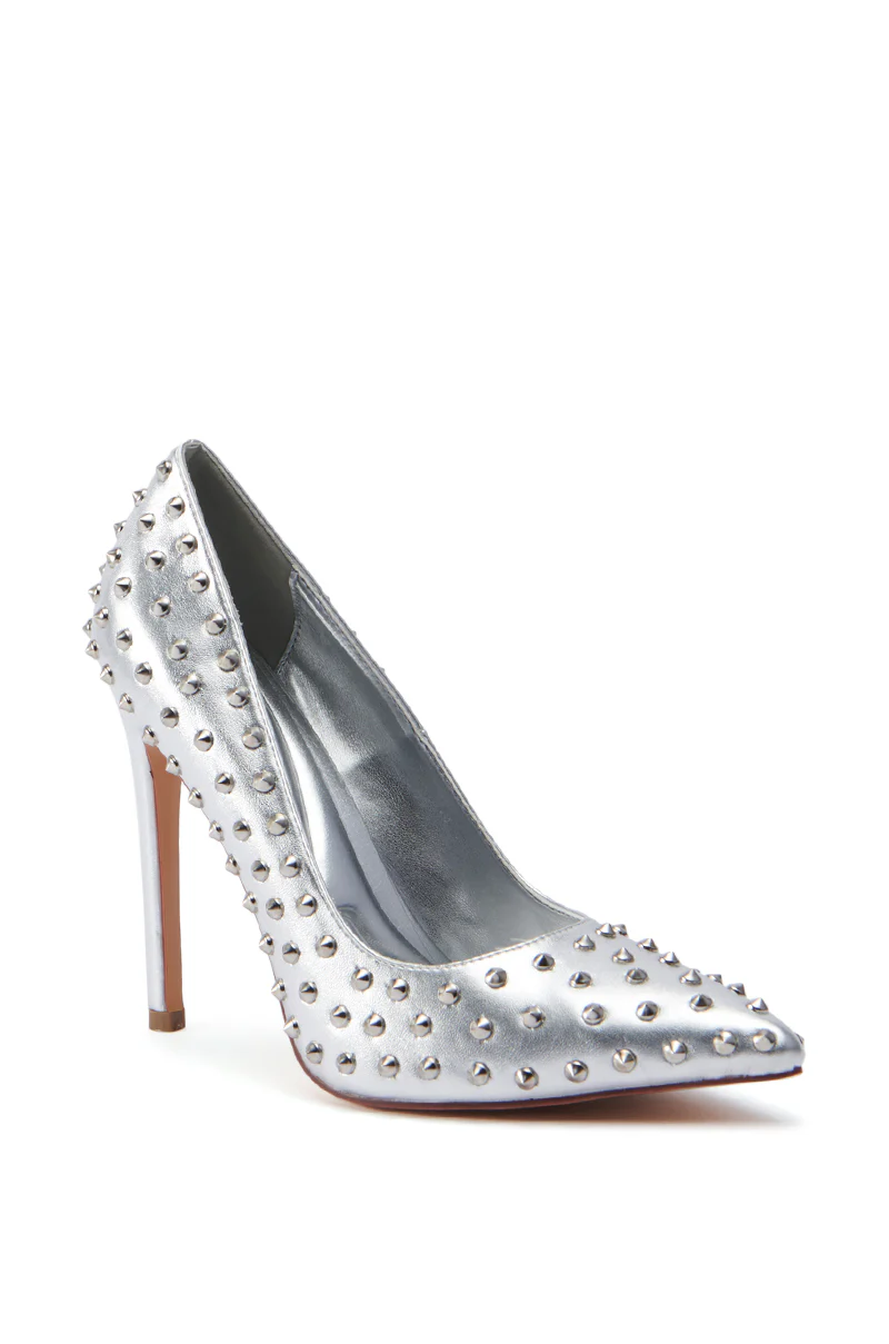 AZALEA WANG SILVVY SILVER PUMP WITH SPIKES - Image 3