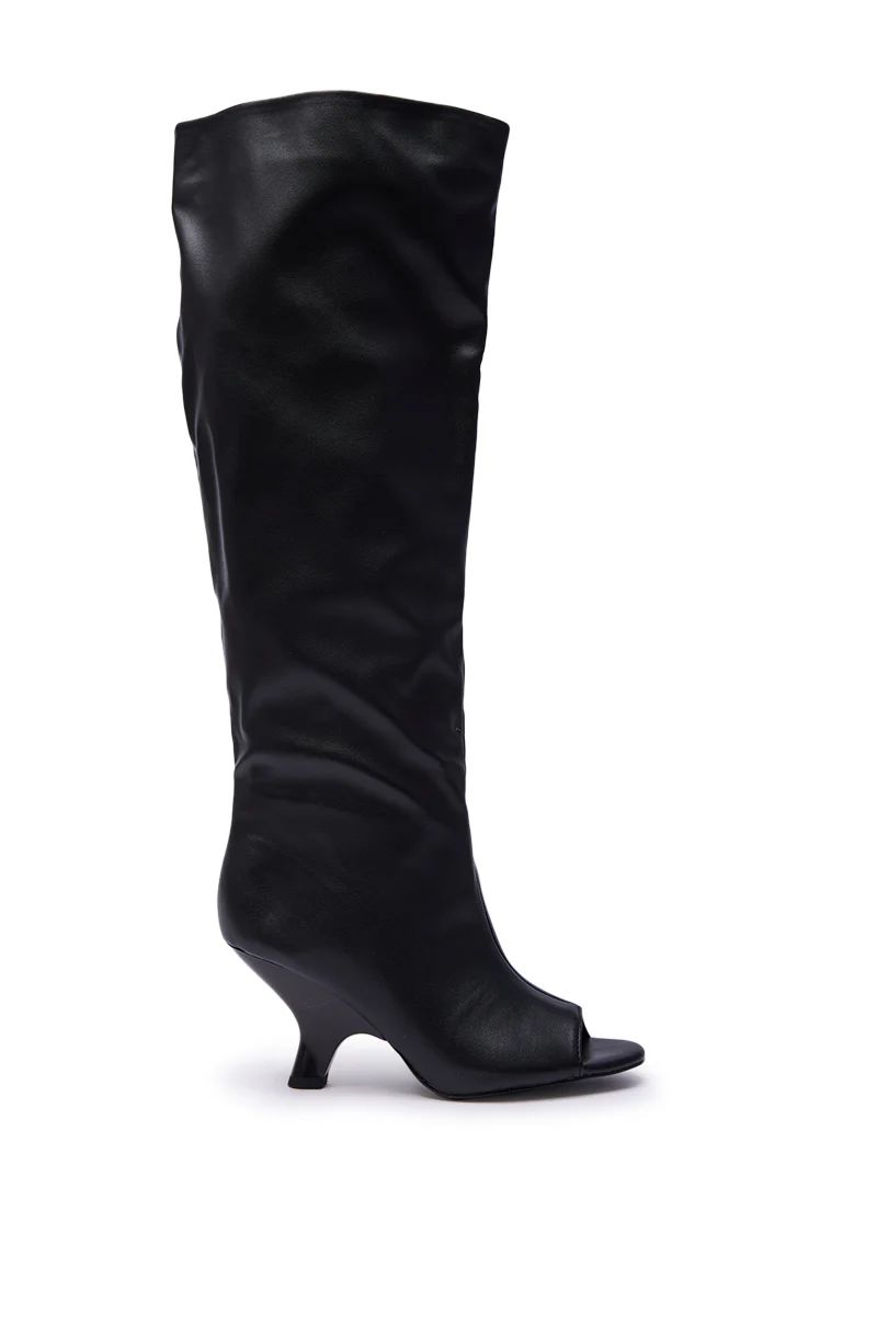 AZALEA WANG SIZANI BLACK WEDGE SLOUCHY BOOT - Image 5