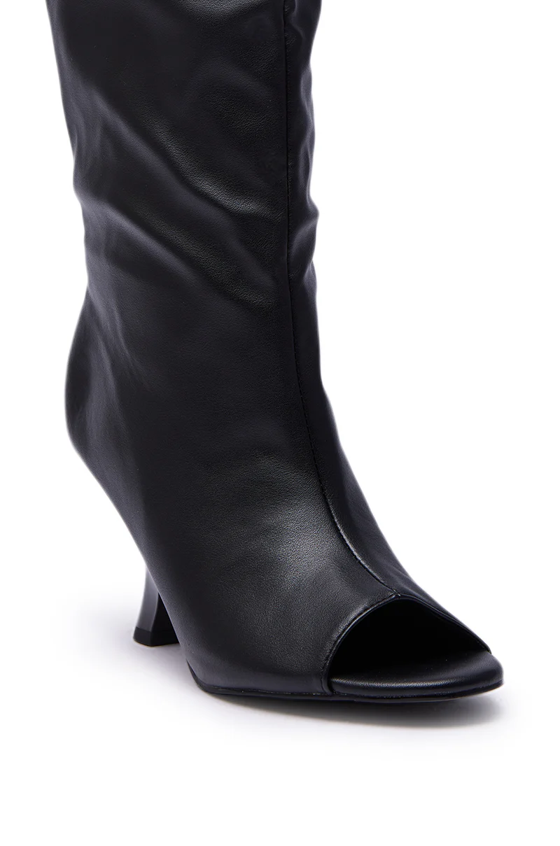 AZALEA WANG SIZANI BLACK WEDGE SLOUCHY BOOT - Image 8