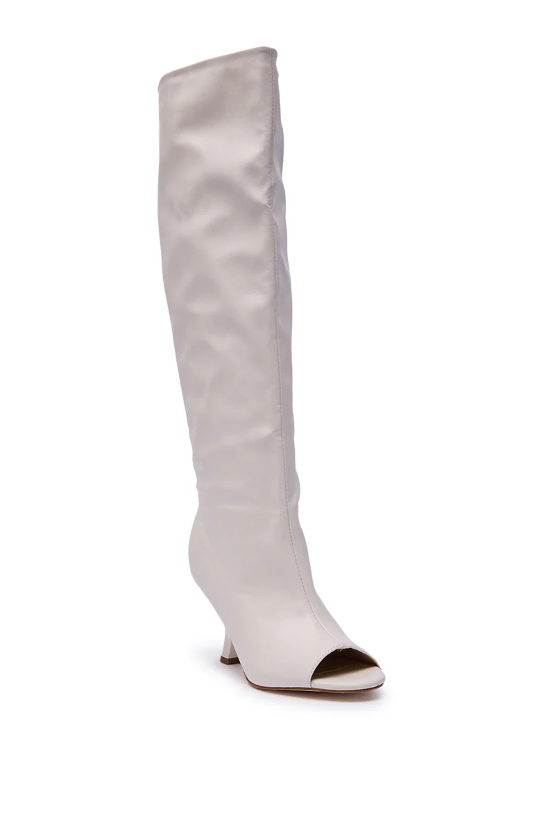 AZALEA WANG SIZANI WHITE WEDGE SLOUCHY BOOT - Image 5
