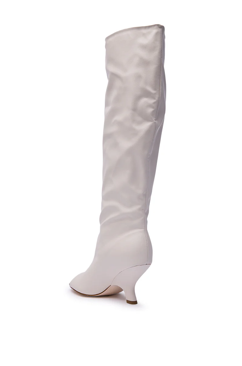 AZALEA WANG SIZANI WHITE WEDGE SLOUCHY BOOT - Image 6