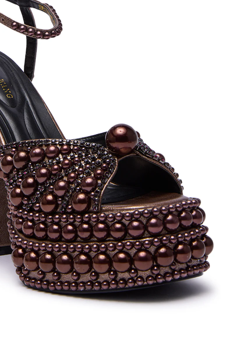 AZALEA WANG SOMETHING BRONZE EMBELLISHED PLATFORM SANDAL - Image 8