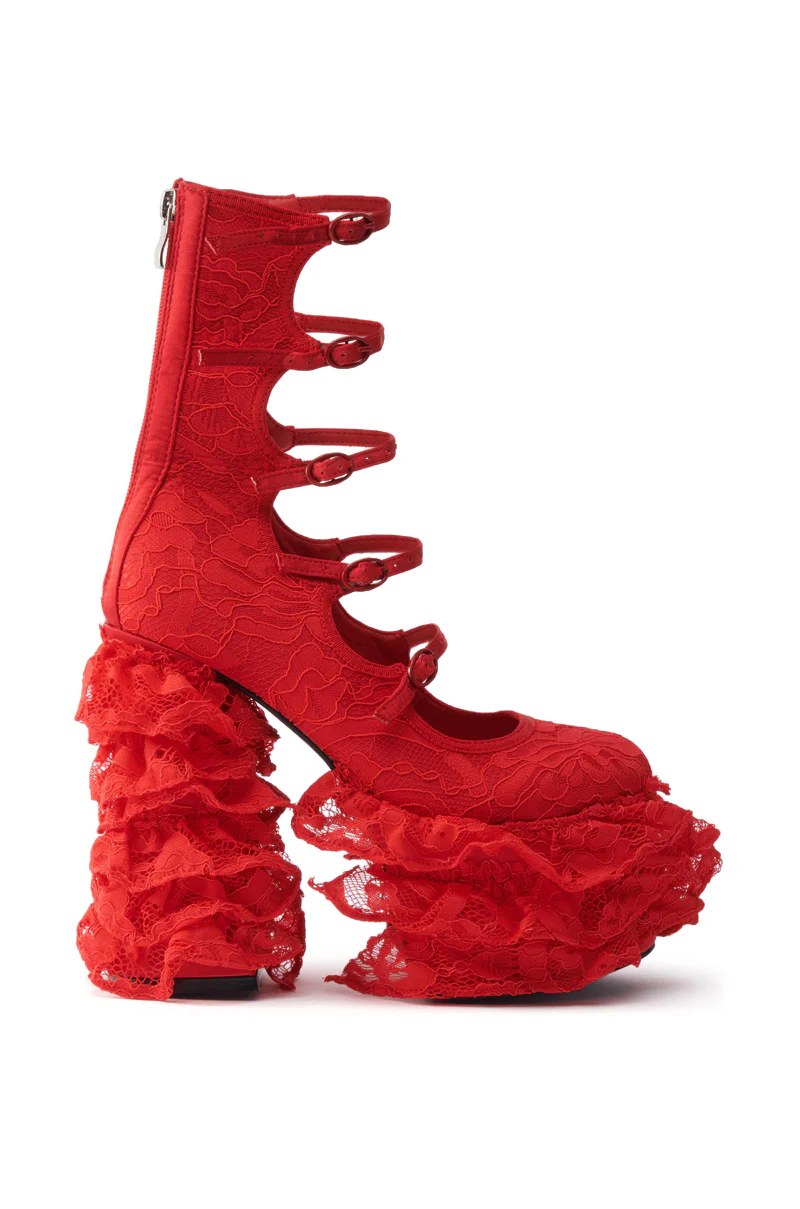 AZALEA WANG SPREENE RED CHUNKY PUMP - Image 4