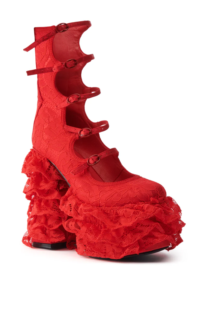 AZALEA WANG SPREENE RED CHUNKY PUMP - Image 5
