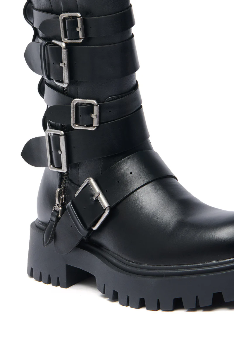 AZALEA WANG SPRIDY BLACK BELTED COMBAT BOOTIE - Image 5