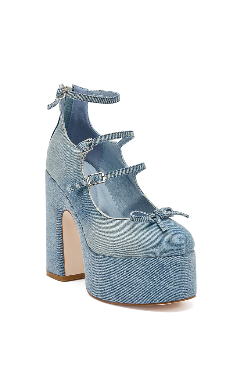 AZALEA WANG SPROUT DENIM CHUNKY PUMP - Image 7