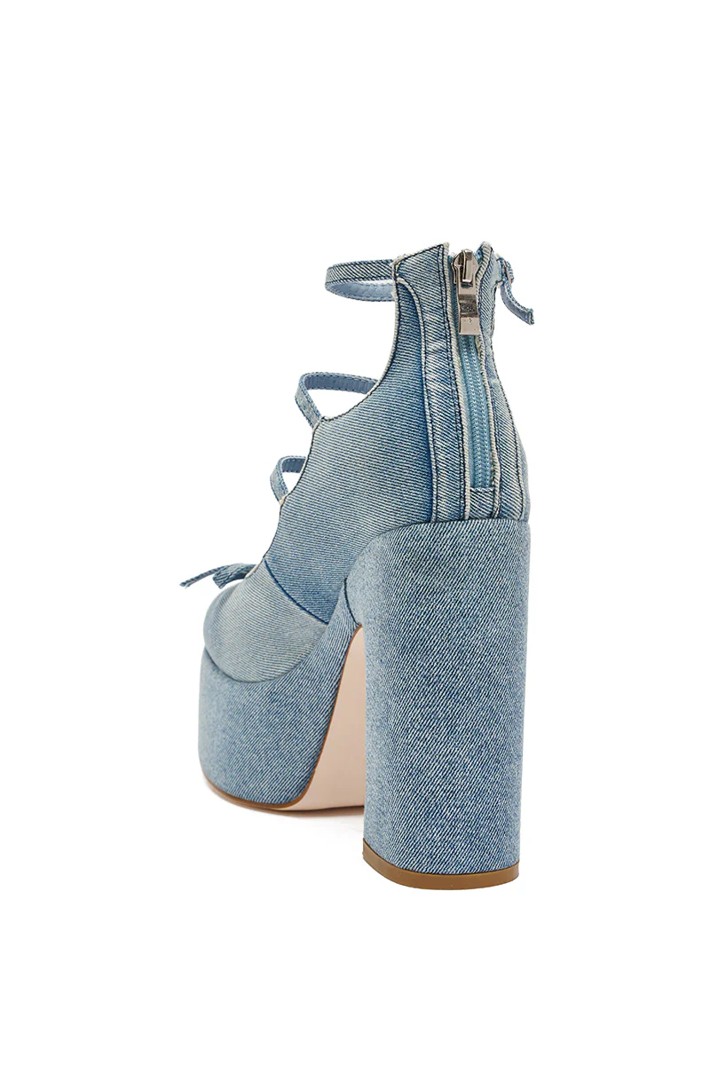 AZALEA WANG SPROUT DENIM CHUNKY PUMP - Image 8
