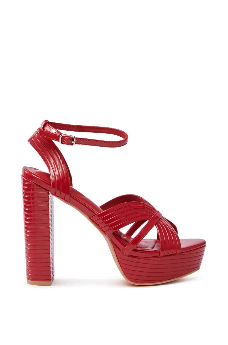 AZALEA WANG RED STRAPPY PLATFORM SANDAL - Image 4