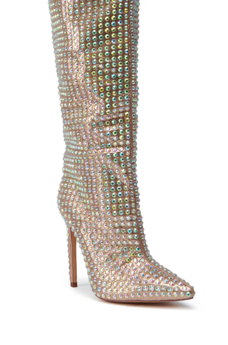 AZALEA WANG STARLEY GOLD RHINESTONE BOOT - Image 8