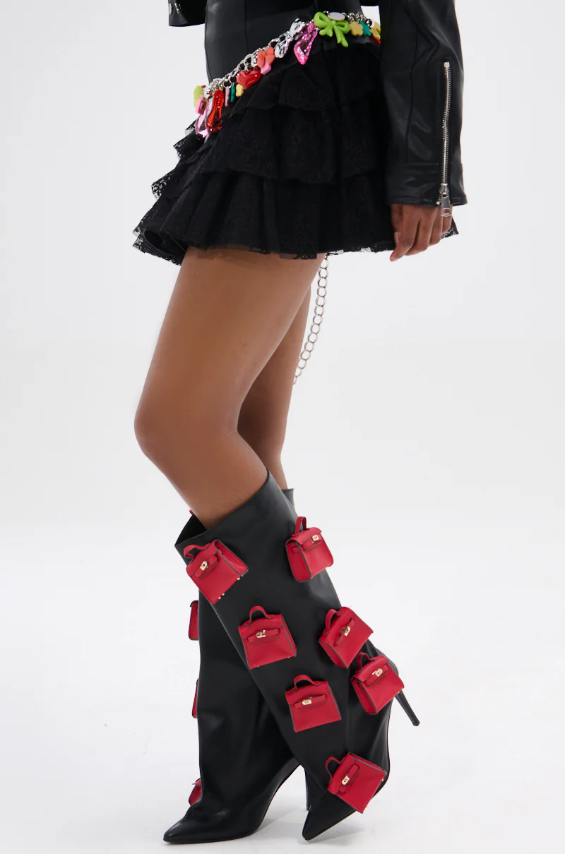 AZALEA WANG SCIPIO BLACK PURSE BOOT