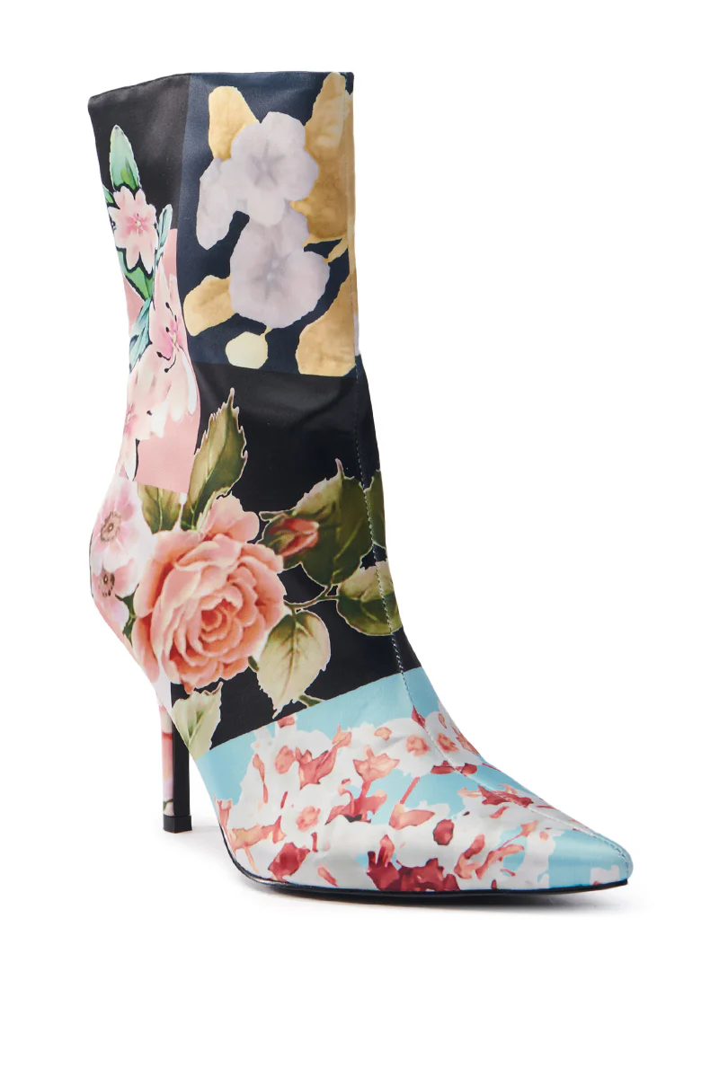 AZALEA WANG STILETTO COLOR BLOCKED FLORAL BOOTIE - Image 5