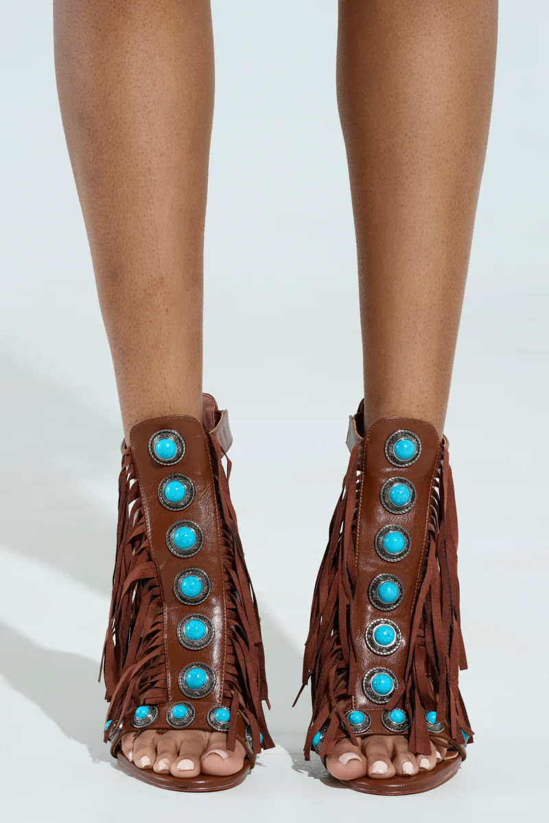 AZALEA WANG SUMAC BROWN WESTERN SANDAL - Image 2